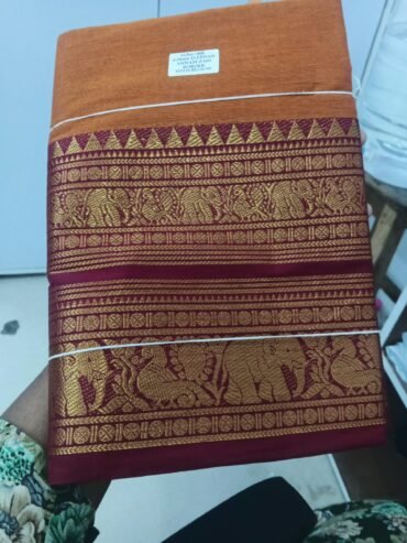 Anitha 101190-A Rust Orange Color Chettinadu Cotton Saree CM1464183
